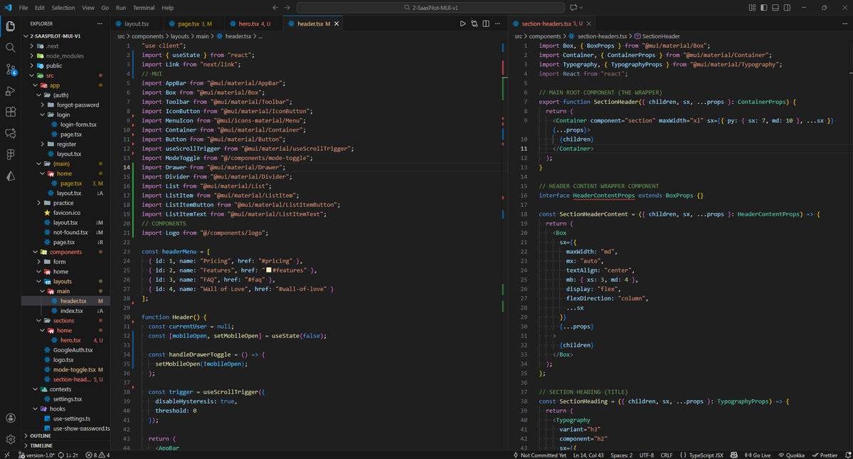 ShuvoMallick01's tweet image. 🚀 Product update!
I&apos;m converting our NextSaaSPilot UI from Next.js + Tailwind to Next.js + Material UI for a more scalable and consistent design system.

Navbar ✔️
Now working on the HERO section!
Live product: nextsaaspilot.com

#buildinpublic #NextJS #MUI #SaaS…