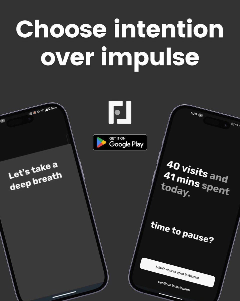 __bash_'s tweet image. The "muscle memory" of opening an app on your phone is scary. Your thumb just goes there before you even think.

I created an app and added a "conscious barrier" to intercept that impulse. It forces a pause and asks: "Do you really need to open this?"

#android #androidhomescreen