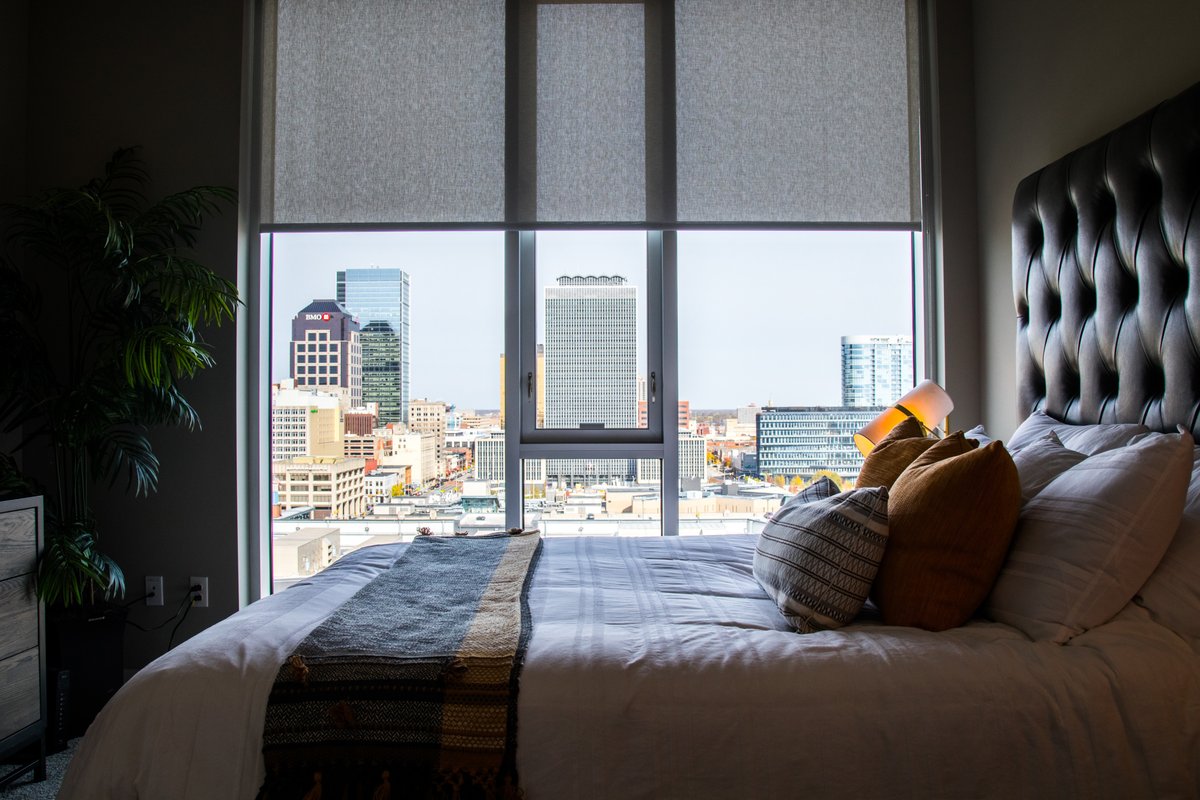 Where else can you find downtown views like this?🏙️ CityWay is the art of living, shining in every season, from sunny days☀️ to snowy nights❄️! #TheCityWay #DowntownIndy #IndyApartments
