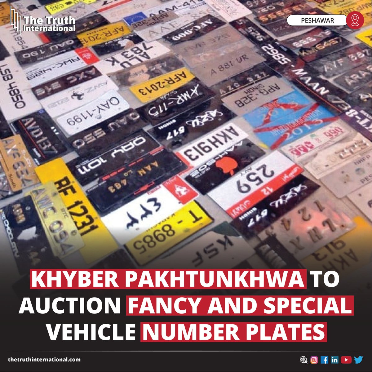 ttimagazine's tweet image. Khyber Pakhtunkhwa to Auction Fancy and Special Vehicle Number Plates

Details:
thetruthinternational.com/khyber-pakhtun…

#KhyberPakhtunkhwa #Auction #Peshawar #Fancy #Special #Vehicle #Number #Plates #KP #VehicleNumber