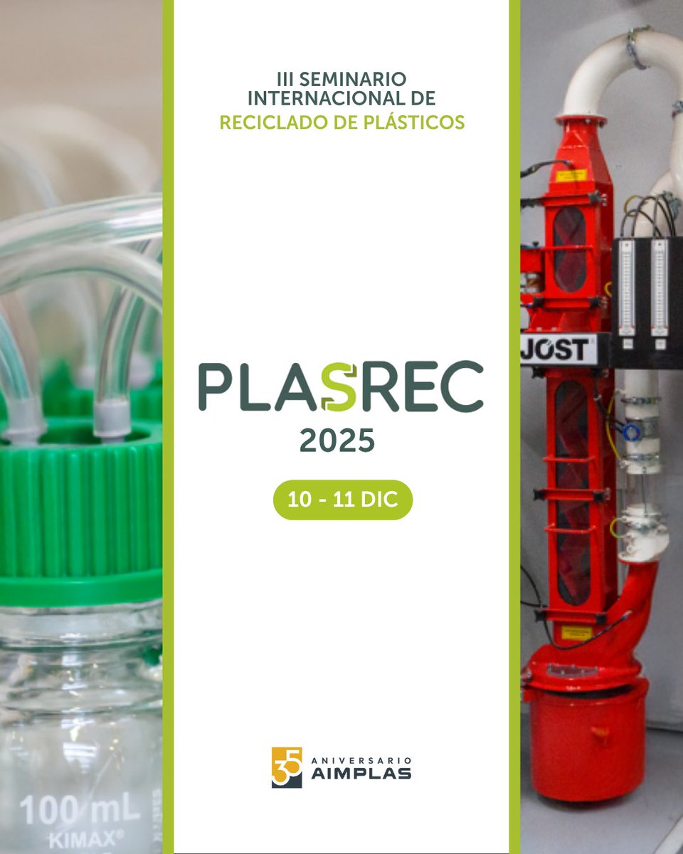 aimplas's tweet photo. ¡Solo falta una semana para la tercera edición de #PLASREC!

Durante dos jornadas, se tratarán los retos y oportunidades actuales relacionados con la gestión y reciclado de los residuos plásticos

Conoce todos los detalles y reserva tu plaza desde aquí 👉🏻 https://t.co/2eZYHij55d https://t.co/C6UeYQ2smq
