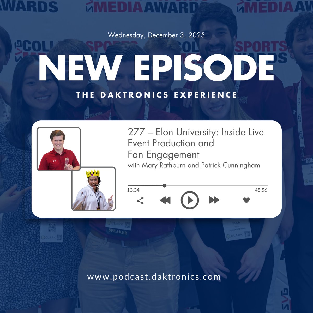 Daktronics's tweet image. Mary &amp;amp; @PCunningham27 from @ElonPhoenix share how they run live production across multiple venues and why reliable systems matter on game day. 🎧 ow.ly/qcPQ50XBqcO #DakPodcast #DakCollege #PhoenixRising