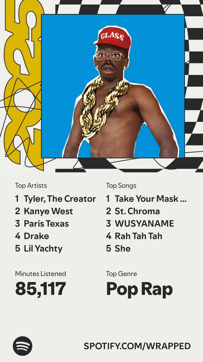 appaWBA's tweet image. I think I might like Tyler The Creator #SpotifyWrapped #SpotifyWrapped2025