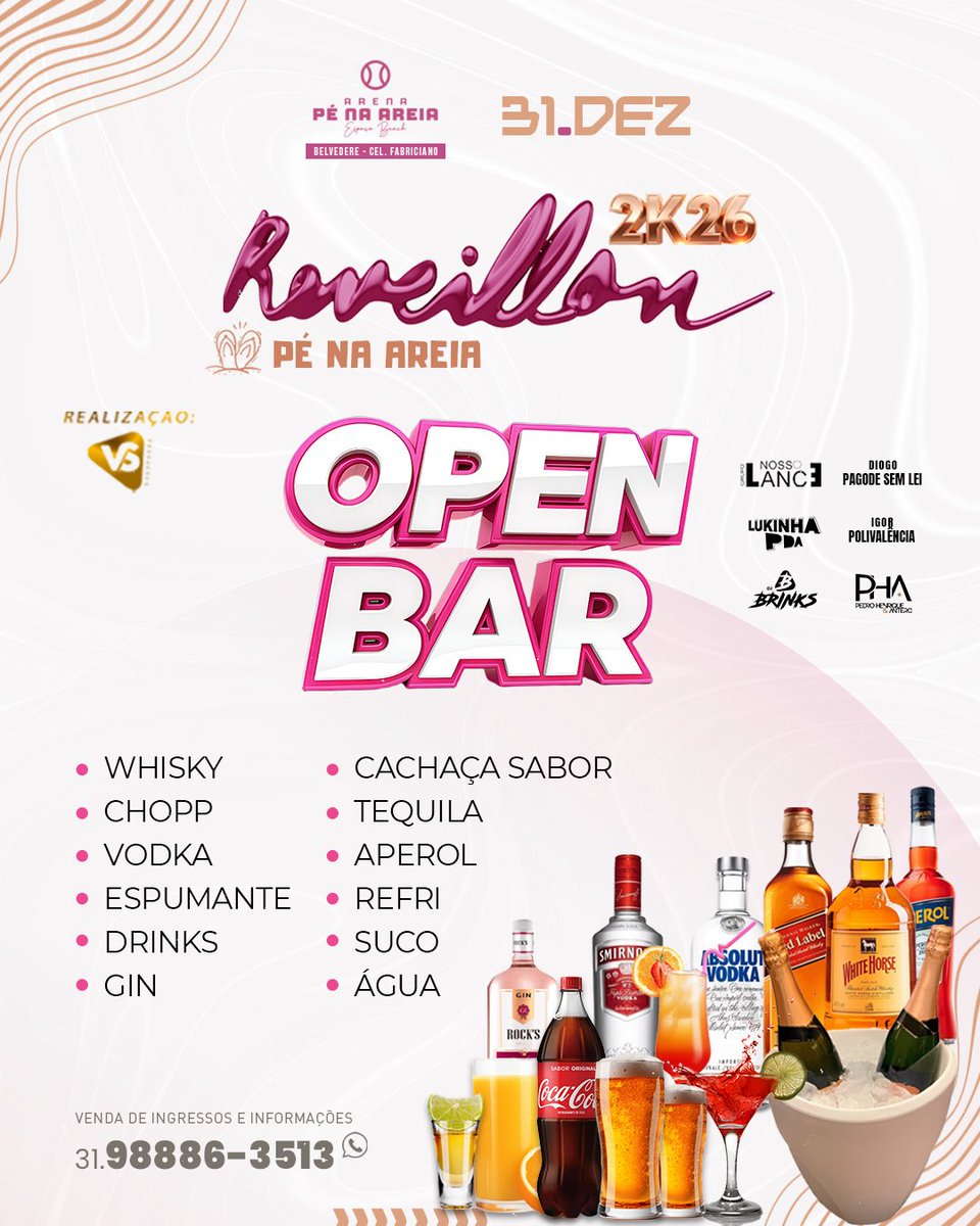 djbrinksoficial's tweet photo. ✨ Vem aí o Réveillon mais esperado de Fabriciano! ✨
Prepare-se para virar o ano com o “Pé na Areia”, muita música boa, open bar e open food na *Arena  @penaareiafabri *, no bairro Belvedere! 🌊🍾🍤

🎶 Atrações confirmadas:
🥁 @oficial_nossolance 
🅱️🎧 @djbrinksoficial https://t.co/w44DFjwg1A