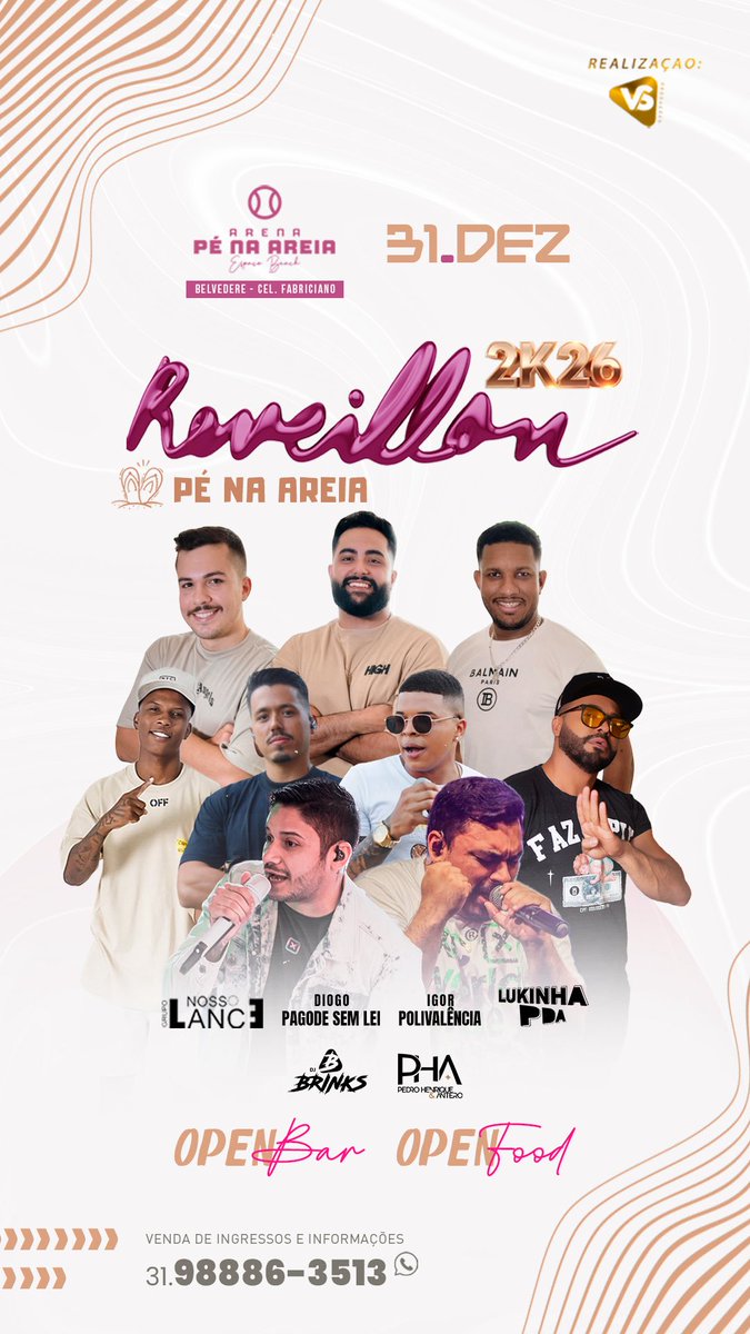 djbrinksoficial's tweet photo. ✨ Vem aí o Réveillon mais esperado de Fabriciano! ✨
Prepare-se para virar o ano com o “Pé na Areia”, muita música boa, open bar e open food na *Arena  @penaareiafabri *, no bairro Belvedere! 🌊🍾🍤

🎶 Atrações confirmadas:
🥁 @oficial_nossolance 
🅱️🎧 @djbrinksoficial https://t.co/Fy2BxL53wJ