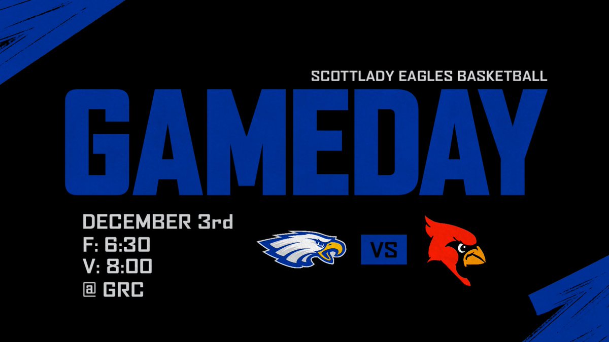 GAMEDAY
Scott vs GRC
📅 12/3/2025
⏰ Freshman - 6:30
⏰ Varsity - 8:00
📍George Rogers Clark High School