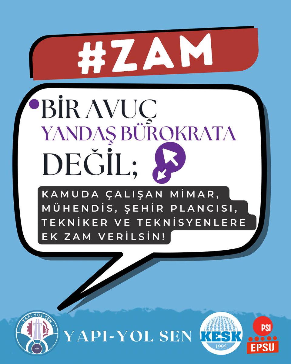 BİR AVUÇ YANDAŞ BÜROKRATA DEĞİL;

KAMUDA ÇALIŞAN MİMAR, MÜHENDİS, ŞEHİR PLANCISI, TEKNİKER VE TEKNİSYENLERE EK ZAM VERİLSİN!
#ZAM