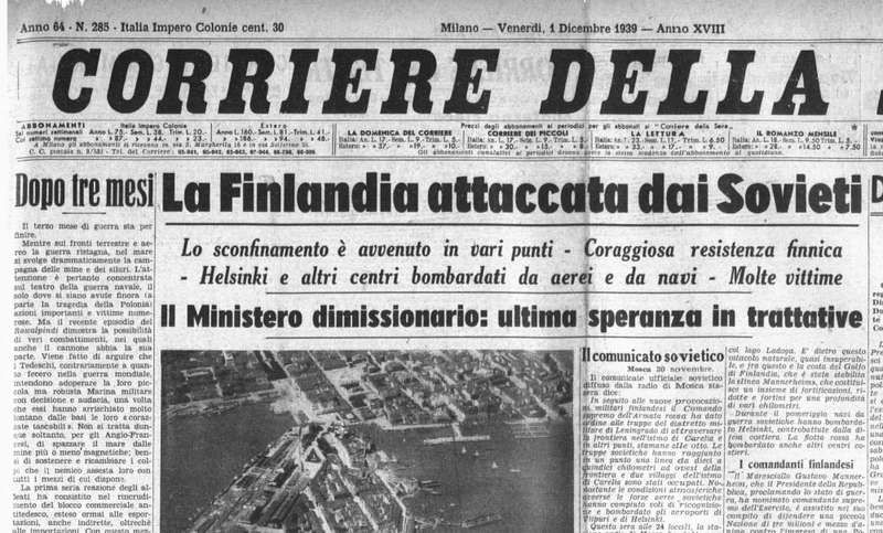 30 novembre 1939: esattamente 86 anni fa, l'URSS stalinista invadeva la Finlandia. 
Indovinate con quale pretesto? Eh si, troppo facile: liberare la Finlandia dalla "cricca fascista" al potere. 
In pratica, "denazificare" la Finlandia. 
Proprio la stessa grottesca giustificazione