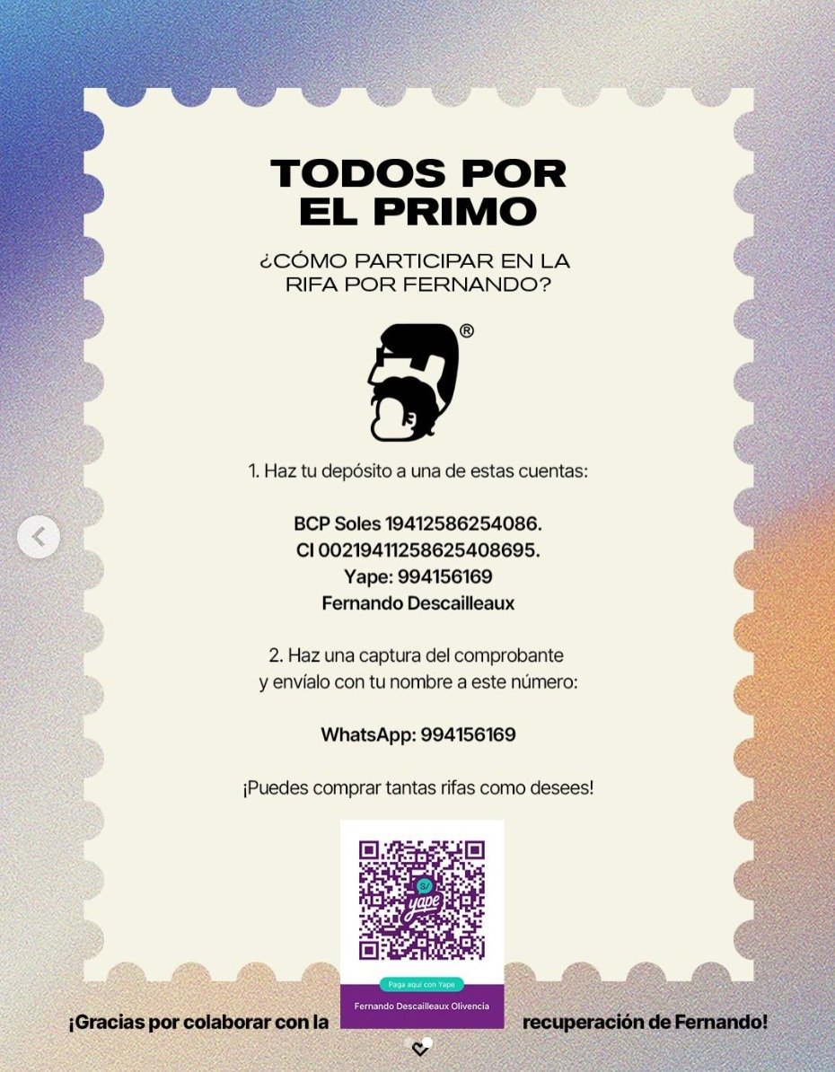 samichelas's tweet photo. Mi compañero de trabajo sufrió un derrame y se encuentra en UCI. Se está haciendo una rifa pro-salud. Porfa, les pido su colaboración y/o difusión. Nadie está libre de que algo así le pase. 😢 En esta cuenta de IG se irán publicando los premios: https://t.co/VwPMmI0jxU https://t.co/t10vQwoFUL