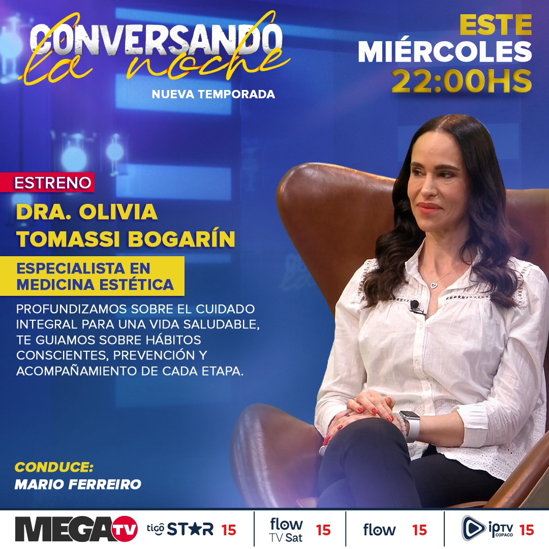 Megatv_py's tweet image. ¡No te pierdas! La edición miércoles de #ConversandoLaNoche 🗣️

🙌Nos acompaña la Dra. Olivia Tomassi Bogarín, especialista en medicina estética.

🗣️Hablará acerca del cuidado integral para una vida saludable, hábitos conscientes prevención y acompañamiento en cada etapa ¡Esto y…