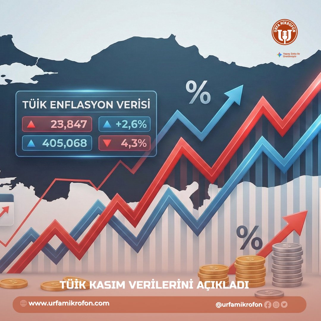 TÜİK Kasım Verilerini Açıkladı
urfamikrofon.com/haber/tueik-ka…

#TÜİK #Enflasyon #TÜFE #Kasım2025 #Ekonomi