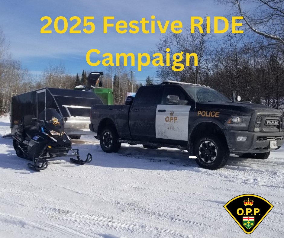OPP_NER's tweet image. This year “Festive RIDE” runs from Nov. 20, 2025, to Jan. 1, 2026. The #OPP officers will be out in full force across various locations in our community to keep our roads safe.
There will be ZERO tolerance for impaired driving. If you are caught:
· Your licence will be suspended