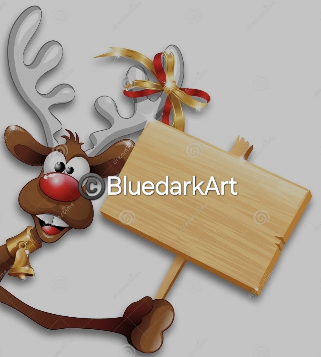 Funny Christmas Reindeer Cartoon holding Wooden ● Artc©️ #BluedarkArt #TheChameleonArt ● Licenses to use are avaliable for sale > 
dreamstime.com/stock-photo-fu…