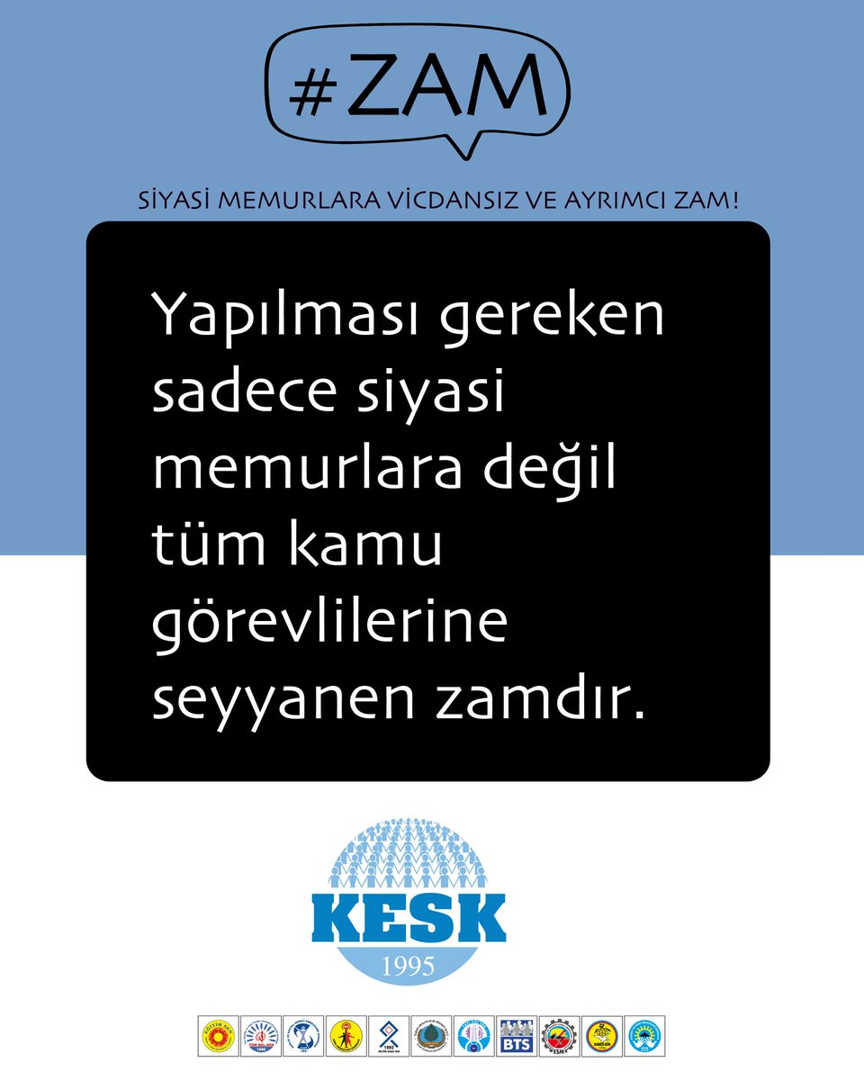 Yapılması gereken sadece siyasi memurlara değil tüm kamu görevlilerine seyyanen zamdır. #zam