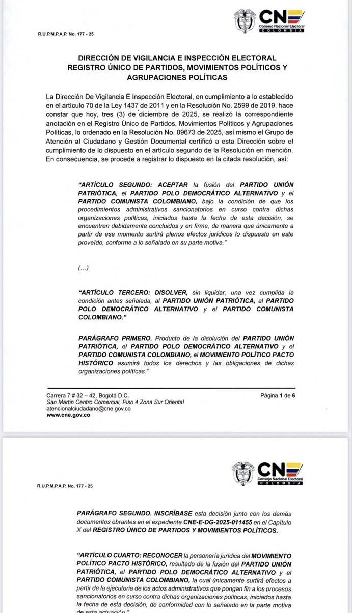 j_santamariaac's tweet image. La personería jurídica del Pacto Histórico marca un momento decisivo para las luchas populares del país. La unión del Polo, la UP, Progresistas y el PCC reafirma que nuestro proyecto nace del territorio, de las bases y del poder ciudadano que ha exigido reformas sociales reales y…