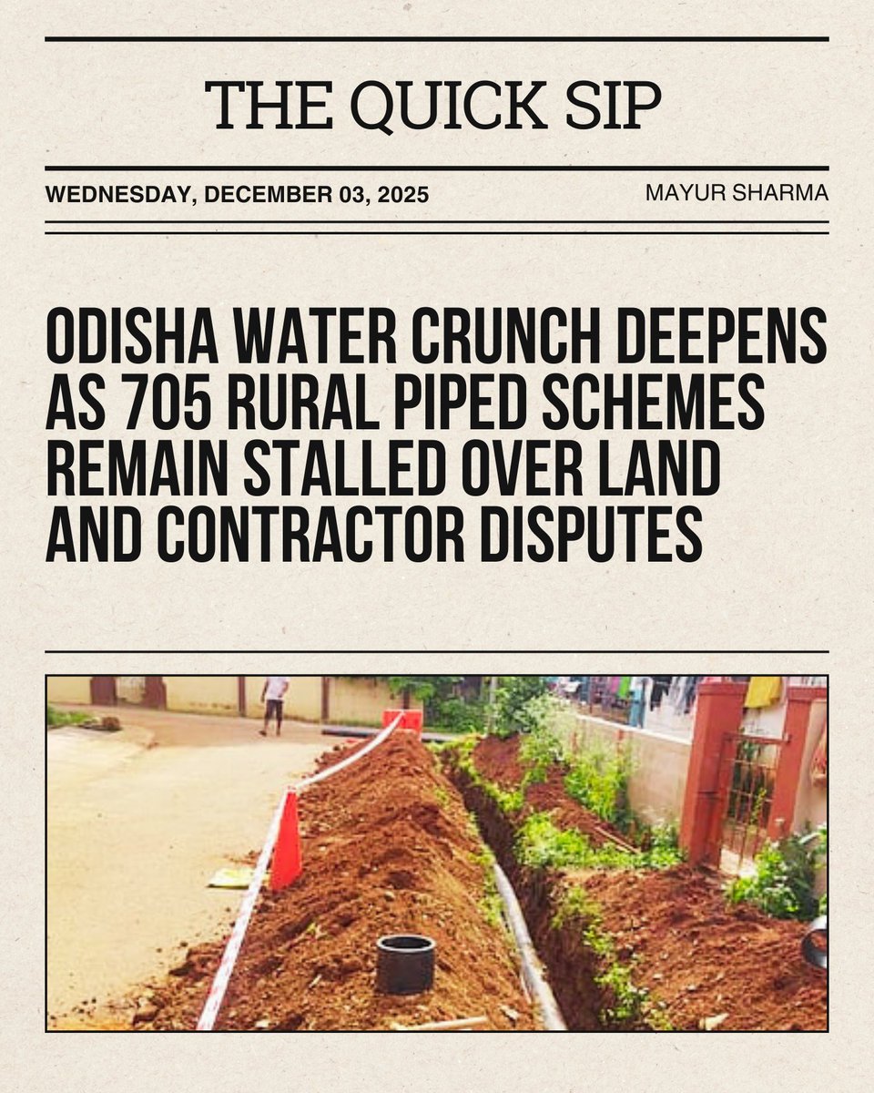 mayur259's tweet photo. #WaterNews: Odisha drinking water push stalls as 705 multi-village schemes lag and only 25 of 207 mega projects are complete.

#TheQuickSip #BusinessNews https://t.co/y5uhYI1rDY