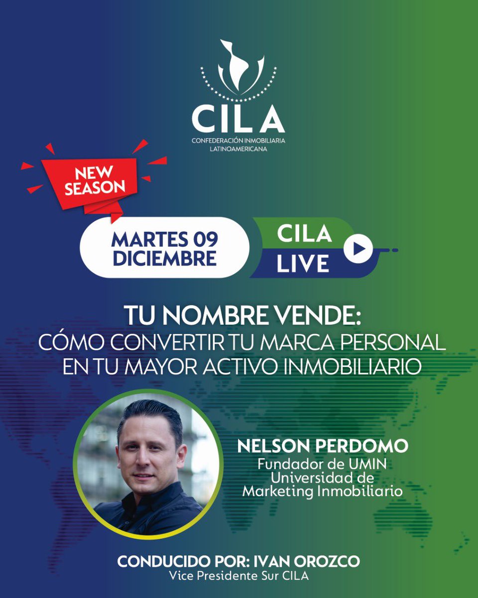 ConfederaCila's tweet image. En esta edición contamos con Nelson Perdomo, Fundador de UMIN – Universidad de Marketing Inmobiliario, quien compartirá estrategias prácticas para transformar tu marca personal en un verdadero motor de oportunidades.

🔗 Regístrate ahora: shorturl.at/lYW66