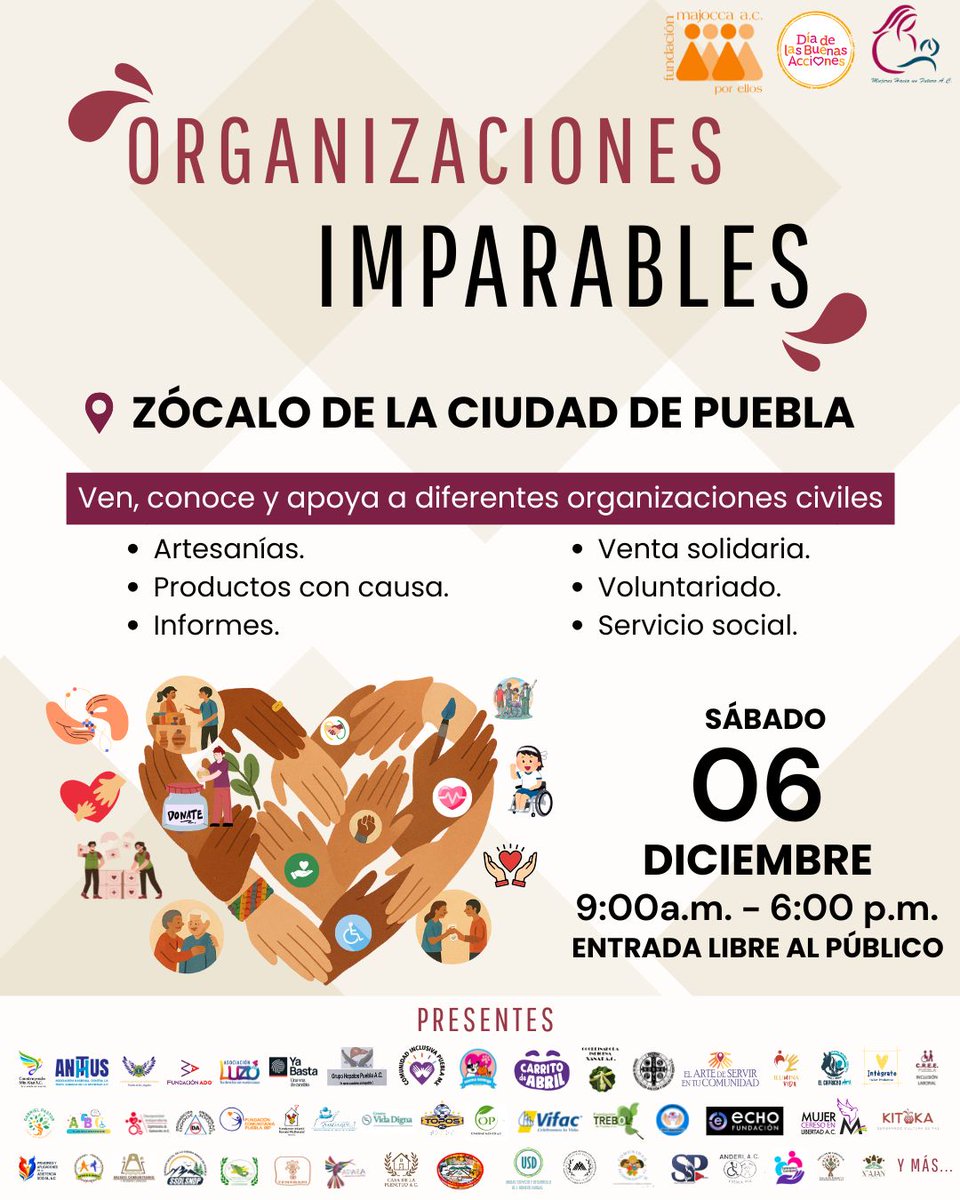 En la expo “Organizaciones Imparables” 📷 podrás conocer y ser parte de iniciativas que trabajan por grupos y personas en condiciones vulnerables 📷.

Entrada Libre

Si aún no sabes por donde empezar, no te pierdas esta oportunidad de ayudar 📷.