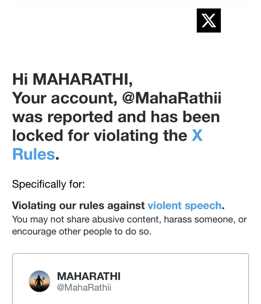 🚨 Important Update 🚨

My account <a href="/MahaRathii/">MAHARATHI</a> has been wrongfully locked by X after a mass-report campaign.

Looks like a coordinated hit by Ji Hadis ecosystems and their political cheerleaders (communists) who cannot tolerate a strong Sanatani voice speaking the truth.

But