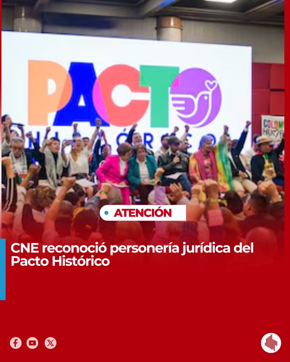 ColmundoRadio's tweet image. #Atención| 🔴 El @CNE_COLOMBIA  reconoció oficialmente la personería jurídica del @PactoCol  Histórico, producto de la fusión entre los partidos Comunista, Unión Patriótica y @PoloDemocratico .

#Noticiaendesarrollo
