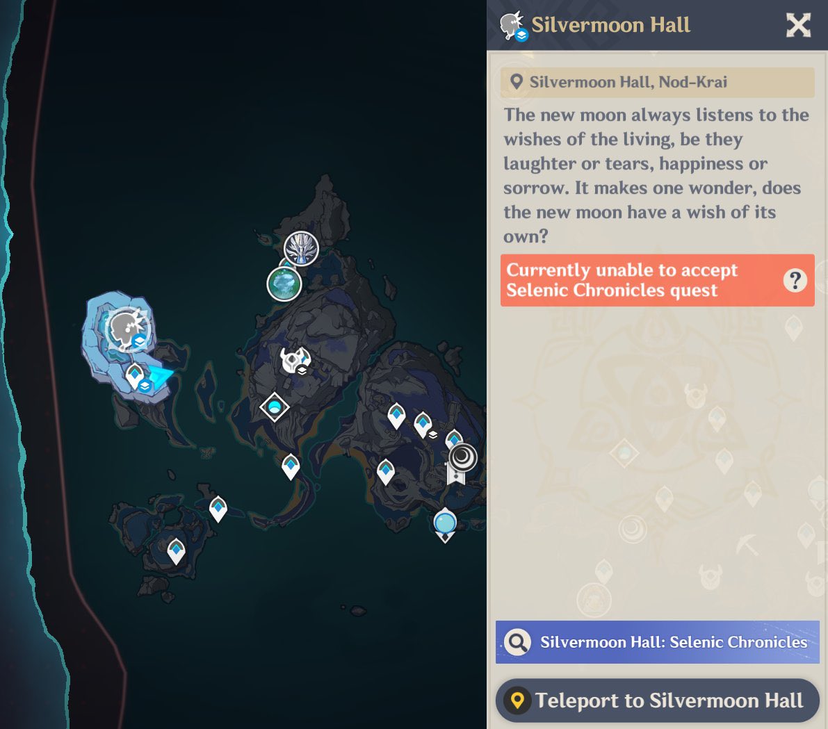 HourlyTeyvat's tweet image. After finishing Luna III (6.2)’s Archon Quests, Selenic Chronicles will be blocked for the rest of the version so plan your experience accordingly.