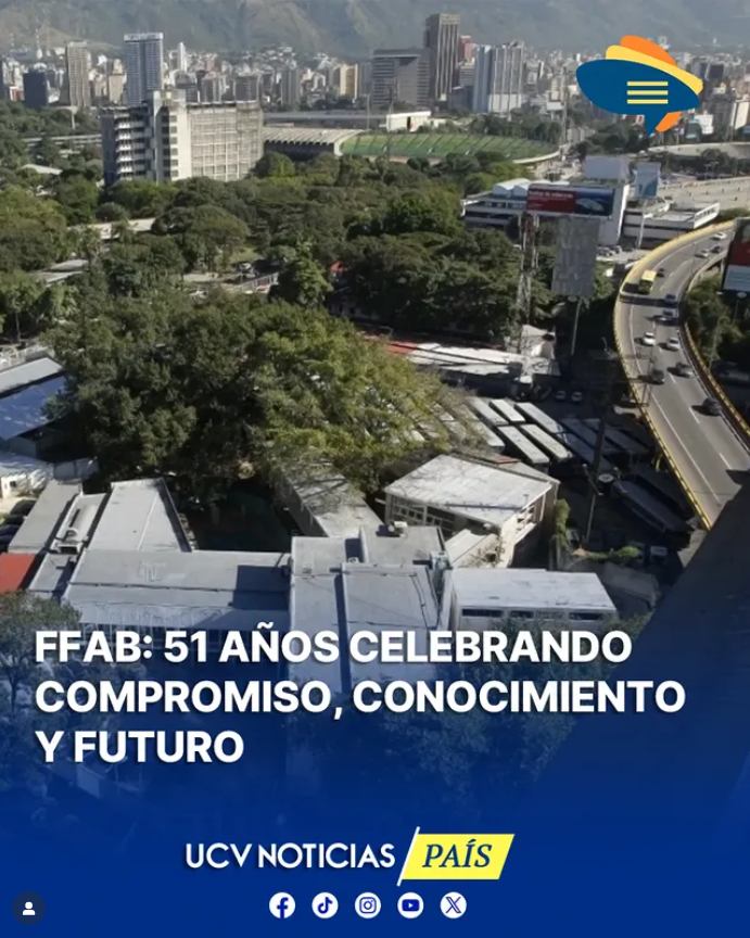ffabucv's tweet photo. ¡51 años FFAB!  

A estudiantes, docentes y personal administrativo de la UCV, hacemos un llamado a la colaboración; propongamos proyectos, participemos en convocatorias y convirtámonos en aliados activos de las iniciativas que transforman la universidad.

https://t.co/3nV79wKxod https://t.co/eG3OzCczvJ