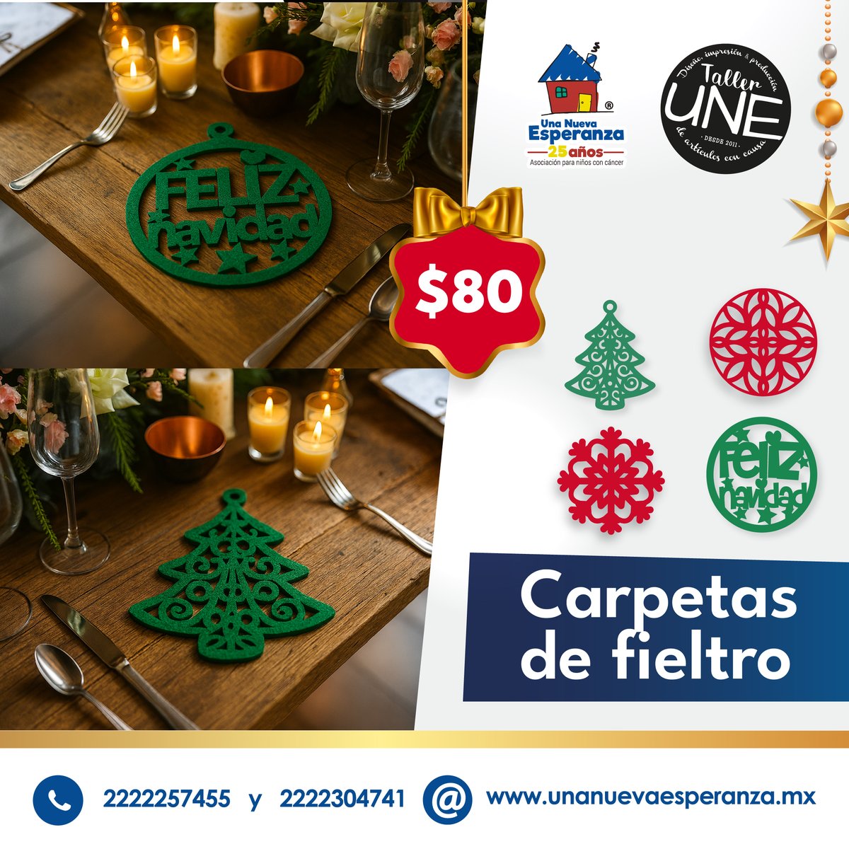 🎄✨ ¡Decora tu mesa con el espíritu navideño! ✨🎄
Nuestras carpetas de fieltro son el toque perfecto para tus cenas y reuniones.
✅ Diseños únicos
✅ Precio especial: $80
¡Haz que tu Navidad luzca increíble!
.
#Navidad2025 #DecoraciónNavideña #DetallesQueEnamoran #HechoConAmor
