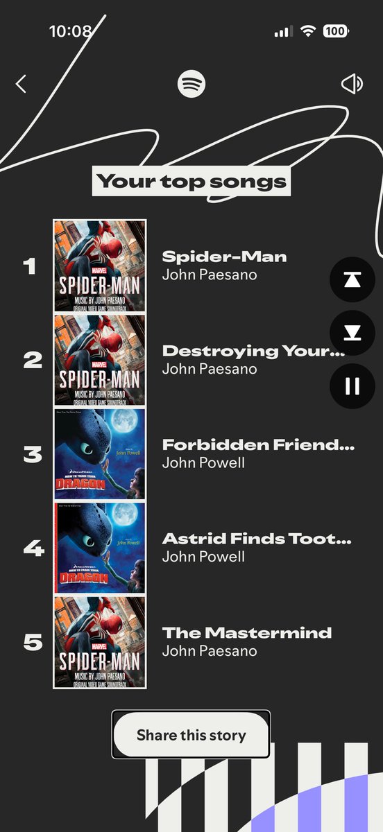 BlindBerkian's tweet photo. LETS GO!!!!!! Two years in a row!!!! #SpotifyWrapt2025 #SpiderManPS5 #BeGreater #InsomGamesCommunity @insomniacgames @JohnPaesano 😁😁😁❤️💙🕷️🕸️ https://t.co/3AtNqhT5mO