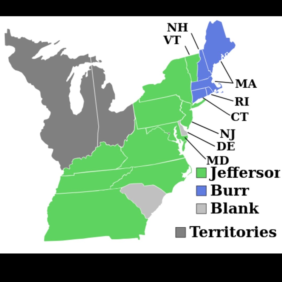 LiamOMaraIV's tweet image. In the first peaceful #TransferOfPower in a democratic election, the #RevolutionOf1800 put #ThomasJefferson in the #WhiteHouse, beating #JohnAdams. Under the old voting system, Jefferson tied with his own VP candidate, #AaronBurr. It took 36 ballots to be decided in the House.