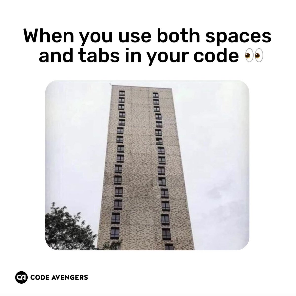 CodeAvengers's tweet image. We are not saying it will break friendships… but every developer has an opinion.

Tabs or Spaces?

#DeveloperLife #CodingHumour #SoftwareEngineering #WebDev #Programmers #TechCommunity #CodeAvengers