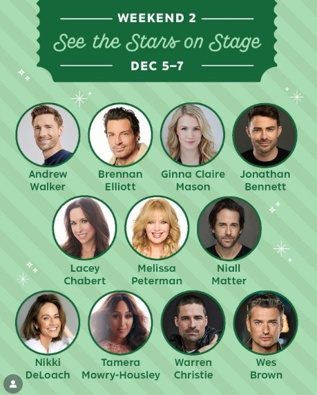 RomComReview1's tweet photo. If any of you are attending the #HallmarkChristmasExperience this weekend (Dec 5-7), here are the stars who will be appearing!

#HallmarkChannel #CountdownToChristmas #HallmarkStars #HunksOfHallmark https://t.co/xJ9jDMTVw3