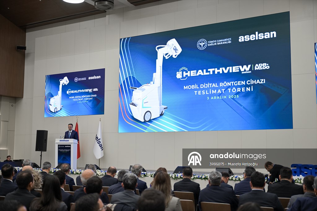 ASELSAN tarafından geliştirilen yerli üretim HealthView ADR-100M için Mobil Dijital Röntgen Cihazı Teslimat Töreni, ASELSAN Gölbaşı Teknoloji Üssü Eğitim ve Etkinlik Merkezi'nde gerçekleştirildi. ASELSAN Genel Müdürü Ahmet Akyol, törende konuşma yaptı. #Aselsan #Ankara #AA