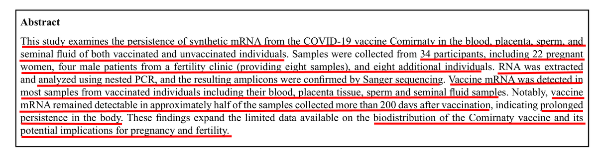 VaccineMole's tweet image. 🚨URGENT: New study from Israel, only accessible online today/pub date 15 Oct 2025, finds Pfizer vaccine mRNA detected in blood, placenta, sperm &amp;amp; seminal fluid of vaccinated/still detectable in 50% women &amp;gt;200 days last-dose indicating prolonged persistence in the body.…