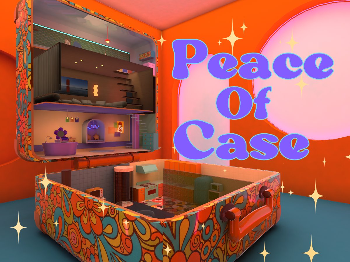 som19922's tweet image. VRCワールド「Peace Of Case」をラボに公開しました！ 小さい頃の夢“ドールハウスに入る”を体験したくて制作しました。
レトロポップなコンセプトで、3階建てのミニチュア空間です。
ぜひのぞきに来てください👀✨
🌐 vrchat.com/home/launch?wo…
#VRChat #VRChat_world