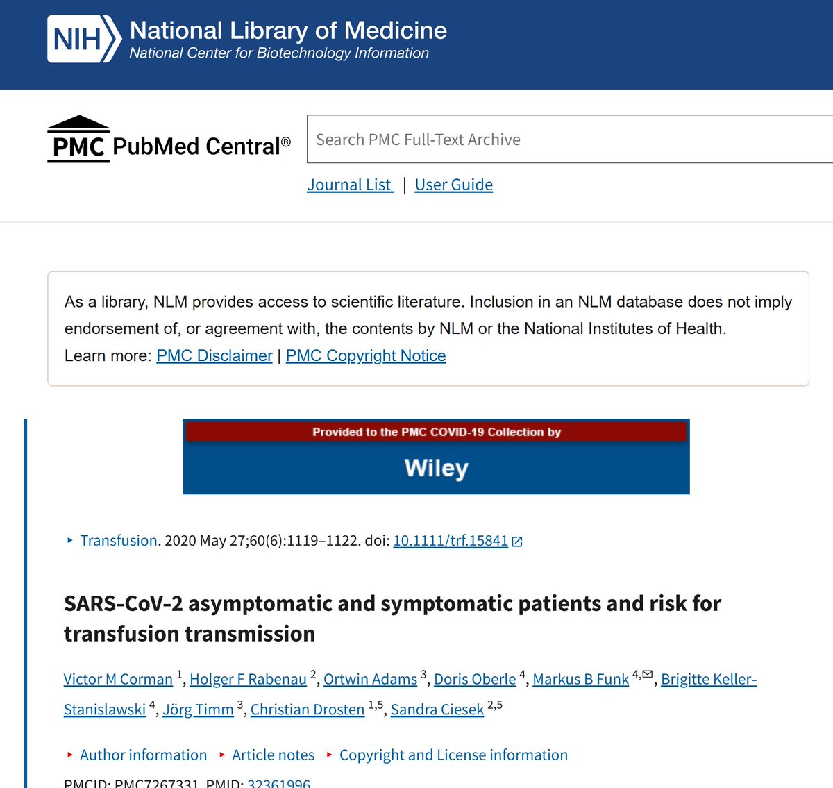 Achtung diese Studie nicht beachten!
Denn gemäss Aussage von <a href="/c_drosten/">Christian Drosten</a> kennt er Frau Brigitte Keller-Stanislawski nicht. Also kann es diese Studie auch nicht geben. 
pmc.ncbi.nlm.nih.gov/articles/PMC72…
