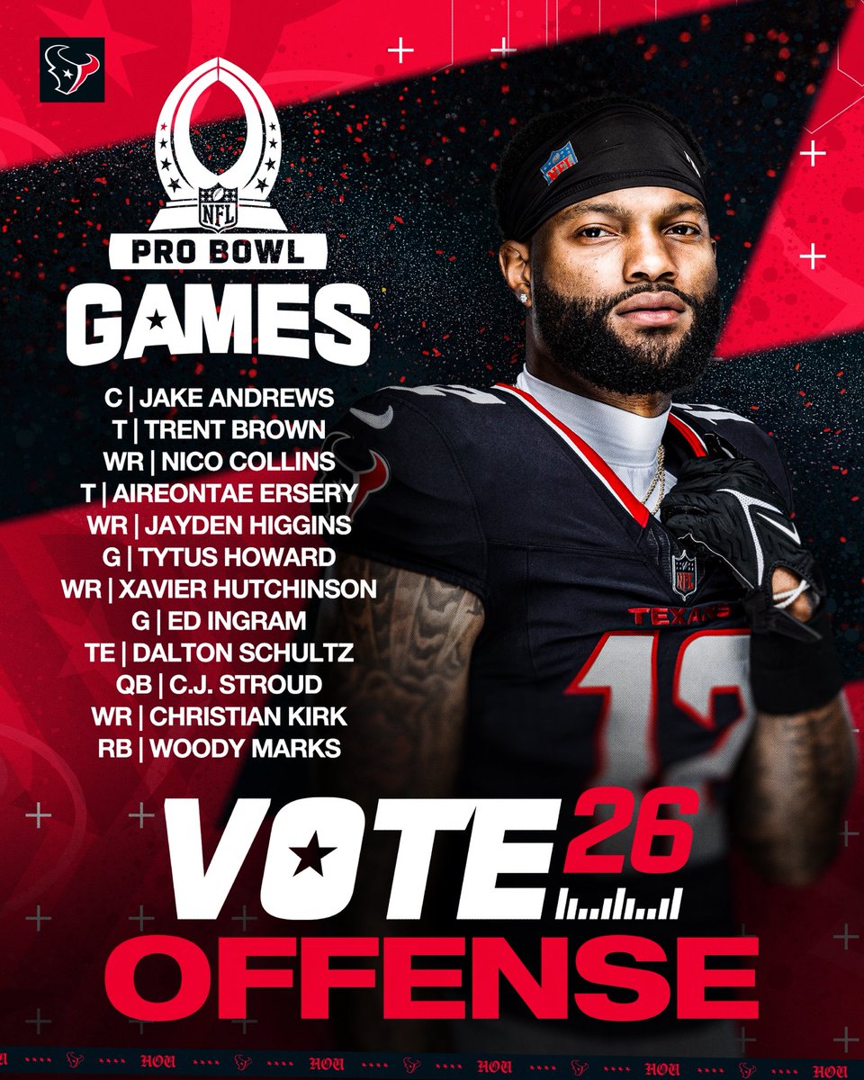 HoustonTexans's tweet image. Drum rolllll 🥁 It&apos;s Pro Bowl time!

#ProBowlVote