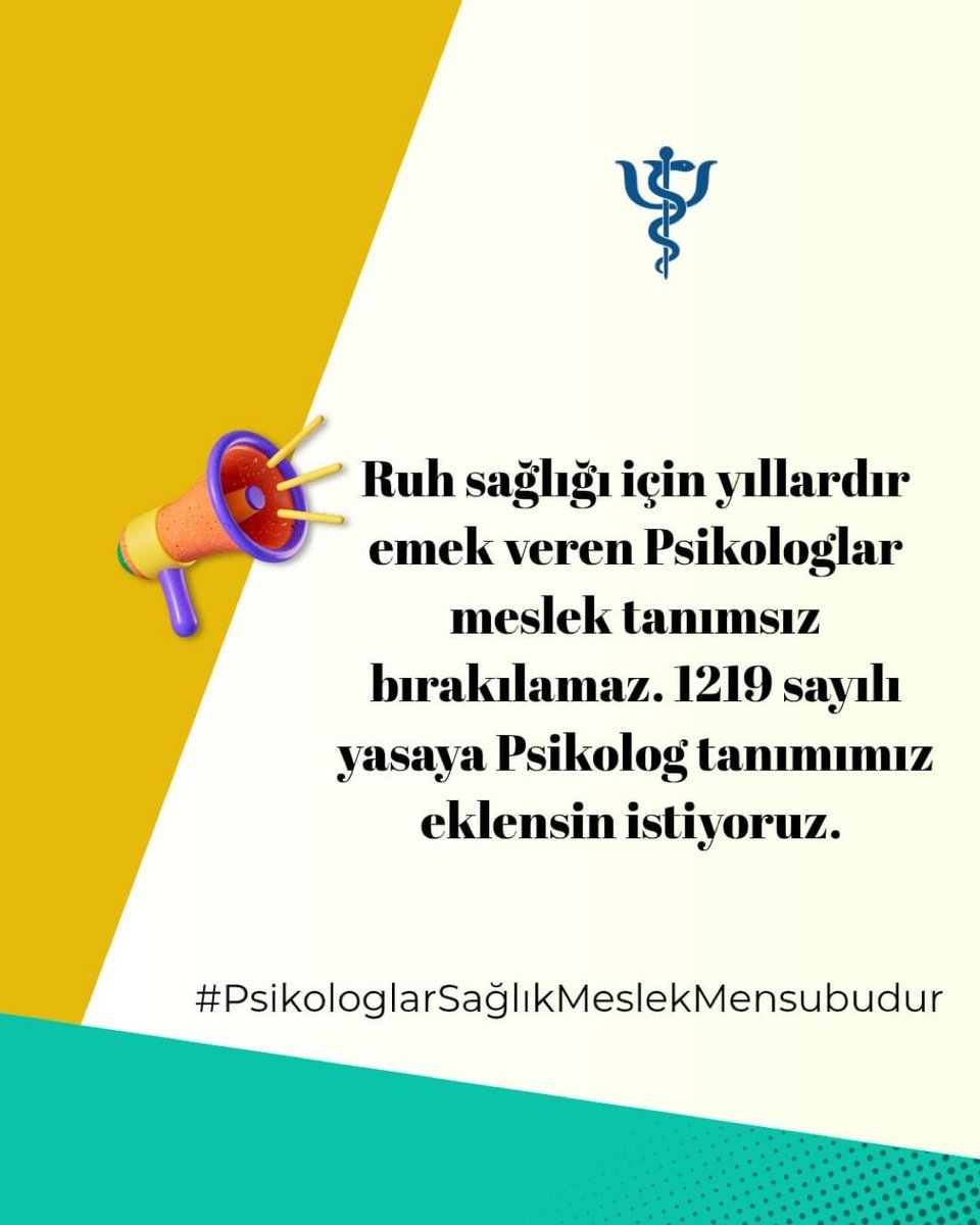 Psikologlar, hastanelerde her branşla birlikte çalışan; ruh sağlığının görünmez kahramanlarıdır.
Sağlık sisteminin ayrılmaz bir parçası olan psikologlarımızın emeği tanınmalı, hakları meslek yasası ile yasal güvence altına alınmalıdır.

#PsikologlarSağlıkMeslekMensubudur