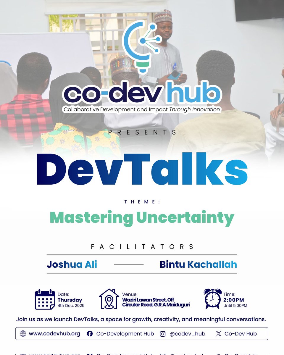 Codevhub1's tweet image. Tomorrow, we dive deep into how to navigate uncertainty, make bold decisions, grow creatively, and stay resilient in a fast-changing world.

Come ready to learn.
Come ready to network.
Come ready to elevate your thinking.

Let’s build and connect. 🔥🚀 by