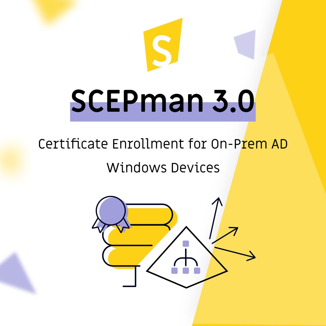 scepman_'s tweet photo. SCEPman V3 is here!
New Active Directory Endpoint – enabling GPO-based auto-enrollment for AD-joined clients.
Learn more here: https://t.co/SLgbW8IEUF https://t.co/tx41f0jdJZ