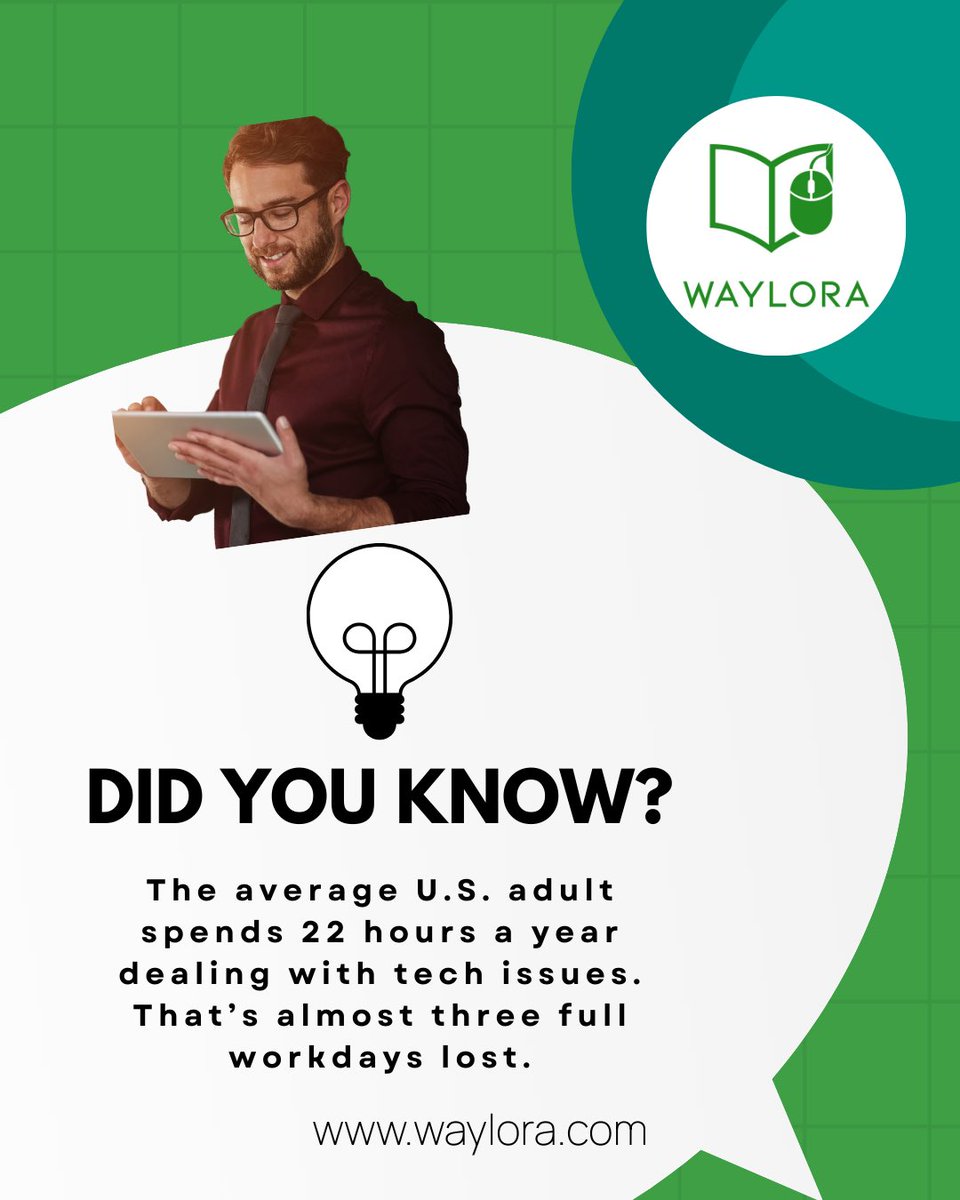 askwaylora's tweet image. That’s 22 hours a year lost to tech headaches

Waylora gives that time back

🌐 Join the movement to stress free tech: waylora.com

#TechSupport #TechTips #OnlineSafety