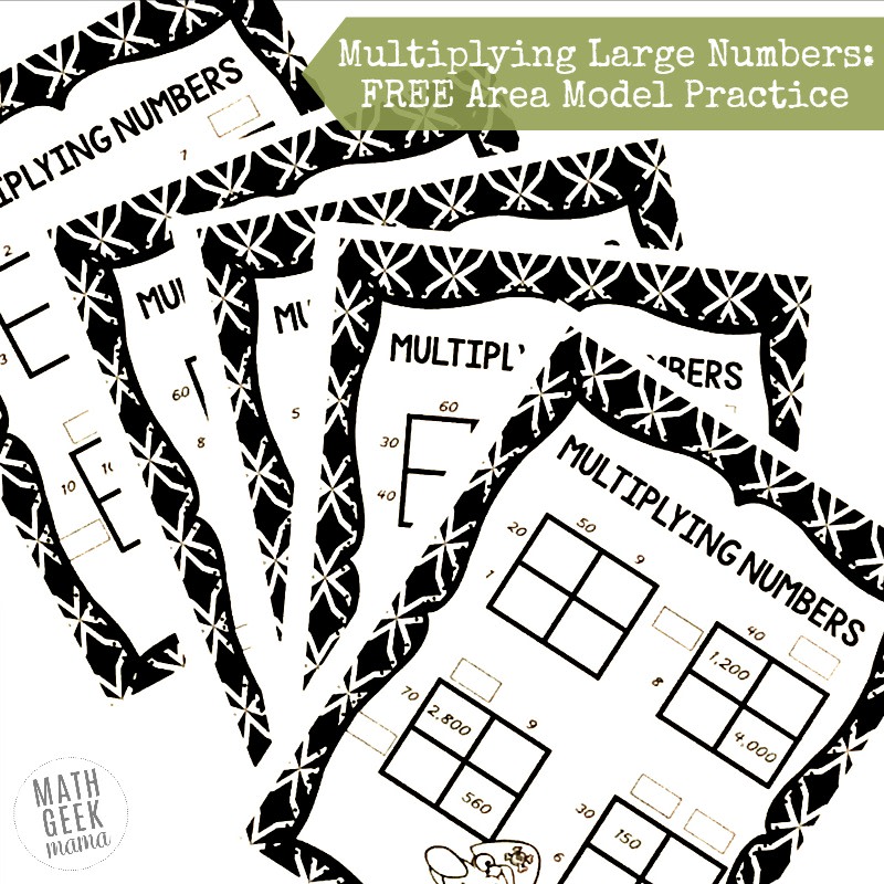 mathgeekmama's tweet image. &quot;Because who wants to do a boring worksheet? Challenge kids to think logically and make sense of large number multiplication with these area model practice pages.&quot; bit.ly/2WRh28l