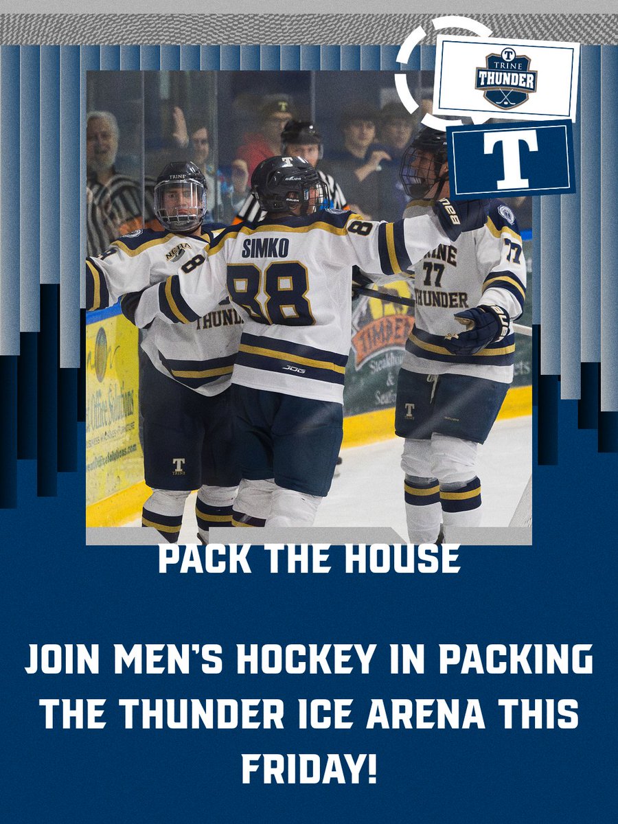 TrineAthletics's tweet image. It's time to PACK THE HOUSE! Men's Hockey is hosting their annual Pack the House event this Friday versus St. Norbert!
#TrineNation