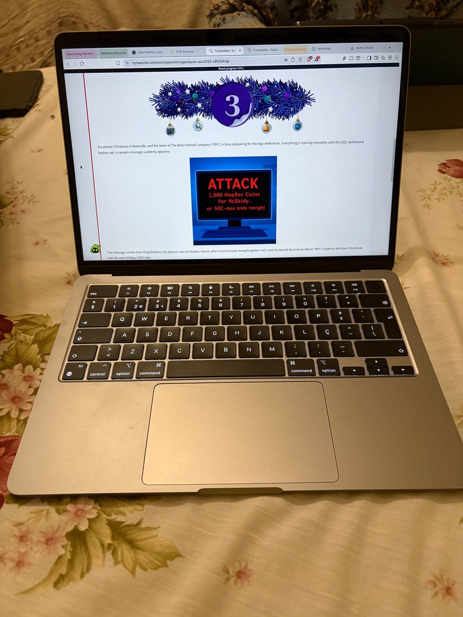 Baesnas's tweet image. My smoll setup for #aoc2025 with @tryhackme #adventofcyber2025 

tryhackme.com/adventofcyber2…