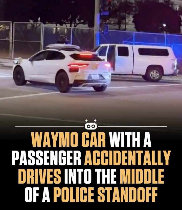 chanduvayu's tweet image. A Waymo self driving car carrying a passenger ended up in the middle of a police standoff after its system drove straight toward an active scene without recognizing the danger.
#autonomous #AutonomousVehicles #waymo #Tesla $TSLA