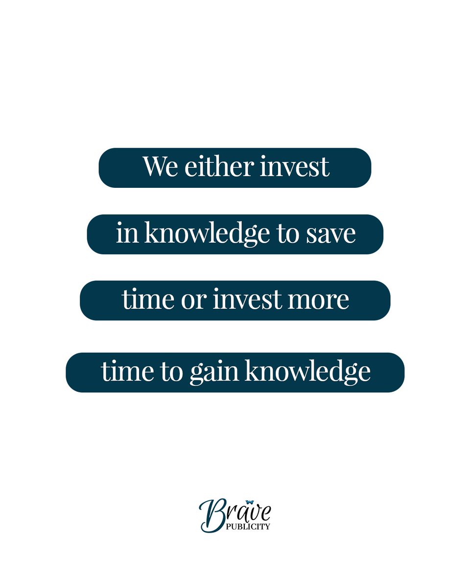 bravepublicity's tweet image. We either invest in knowledge to save time or invest more time to gain knowledge.

One saves you from the risks of errors and loss, aiding informed decisions and clarity of execution. 

While the other may cost you more time.

You may win some, lose some or lose much.