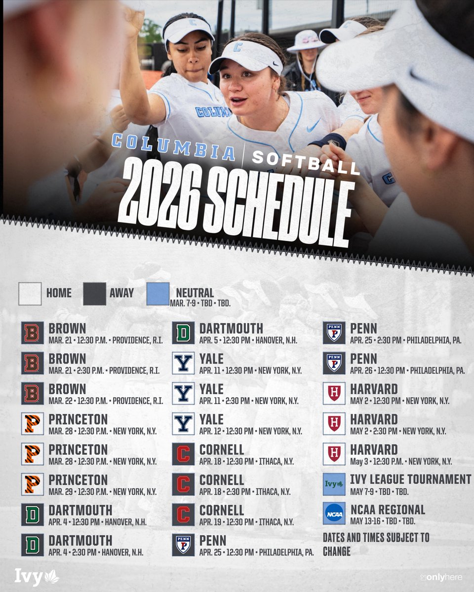 CULionsSoftball's tweet photo. Get your calendar's ready!

The 2026 schedule is here...

🗞️https://t.co/3MvyiiPcId

#RoarLionRoar 🦁 // #OnlyHere 🗽 https://t.co/hgONnFP5KF