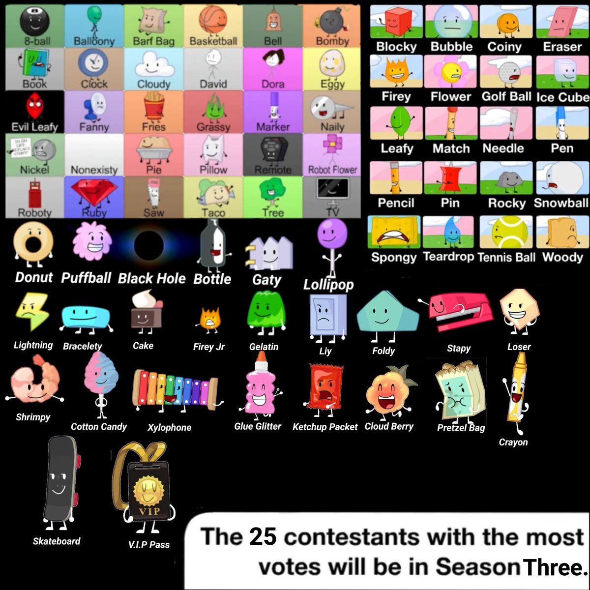 TheLegendSizzle's tweet image. BFDI Season 3 Voting