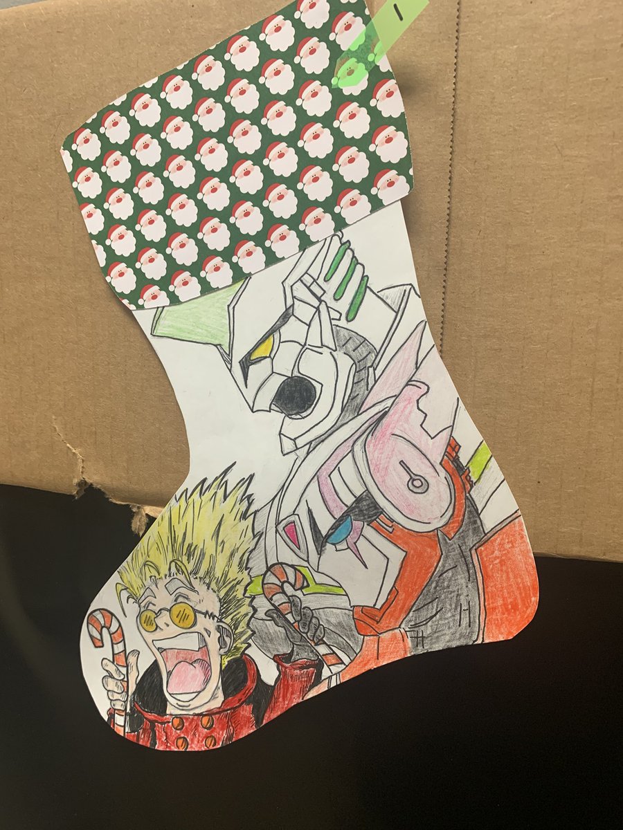 LABlanke's tweet image. My Xmas stocking for work that was created by my husband and two sons.