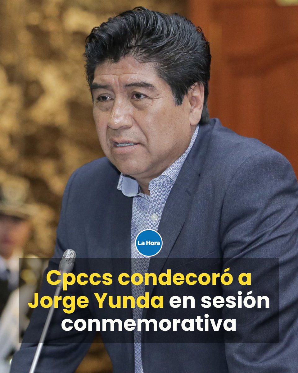lahoraecuador's tweet photo. El Consejo de Participación (Cpccs) condecoró 🏅 al exalcalde de Quito, Jorge Yunda, durante la sesión conmemorativa por los 491 años de la Fundación de Quito. ¿Por qué? 👉 https://t.co/bNIobwixje https://t.co/w18GC0rQe9