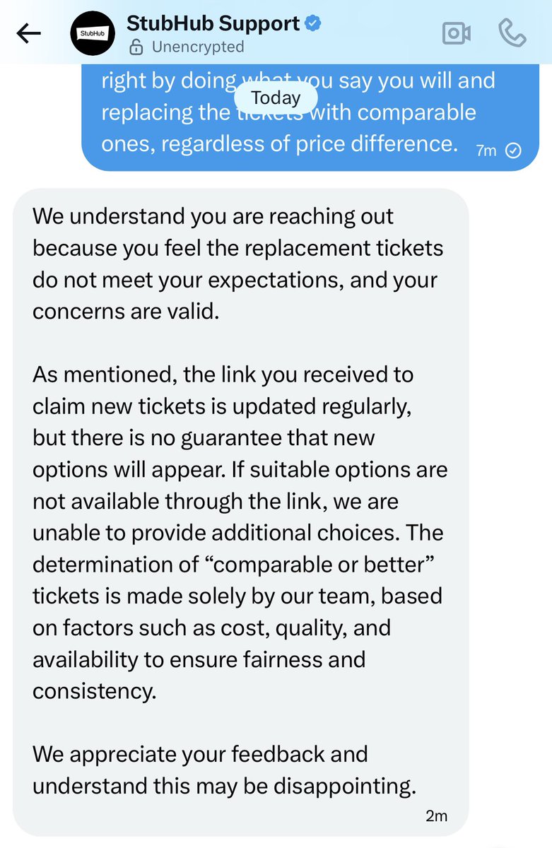 AdamTerwilliger's tweet photo. @StubHub @BarstoolBigCat Update. @TeamStubHub refuses to help. How is this right or fair to customers that purchased tickets, in my case months in advance? Did everyone get a rug pull? There are seats available in our section, but they won’t replace b/c they now cost more. 

Make this right @stubhub https://t.co/UpkbUrAPMI